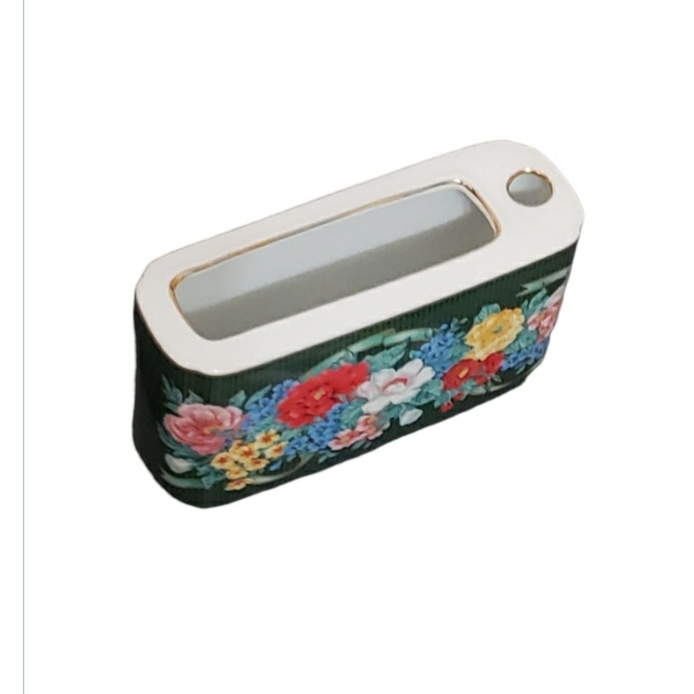 Nieman Marcus Floral Note pad Pen Holder Green